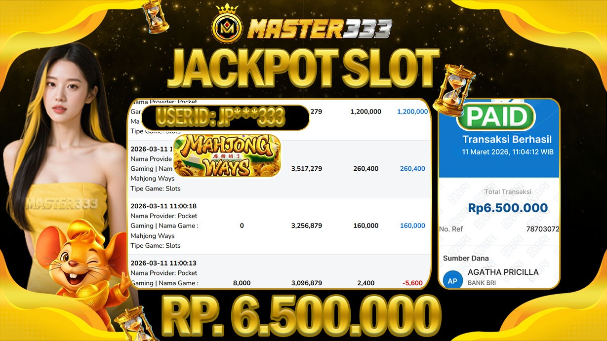 JACKPOT 6.500.000 JUTA DI MASTER333 LANGSUNG DI BAYAR LUNAS
